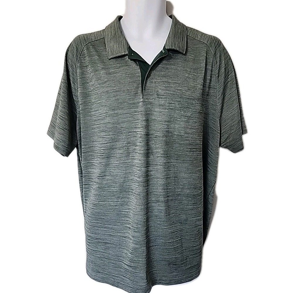 UNTUCKit Hannifer Gray Green Heathered Short Sleeve Polo Shirt Mens XXL‎